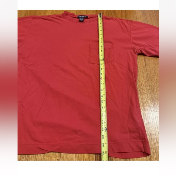 Vintage 90s Nautica Red Cotton Front Pocket Stitched USA Made T Shirt Mens Sz L - Picture 4 of 8